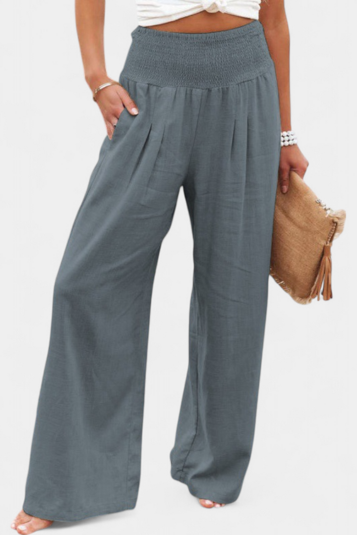 Linen Cotton Pants Women Relaxed Fit High Waist Trousers