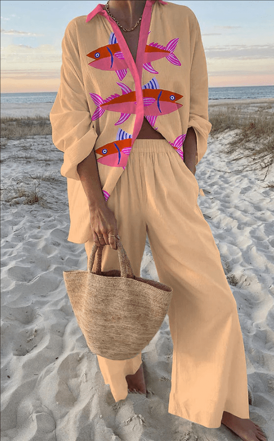 Linen Shirt and Pants Set for Women - Comfortable Two Piece