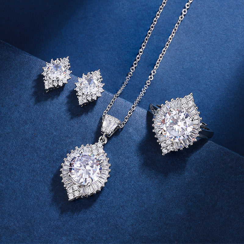 White Gold Jewelry Set - Elegant Two Piece Aria Collection