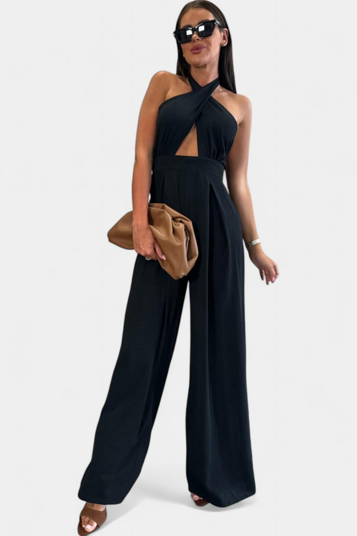 Wide Leg Halter Jumpsuit - Backless Summer Evening Style