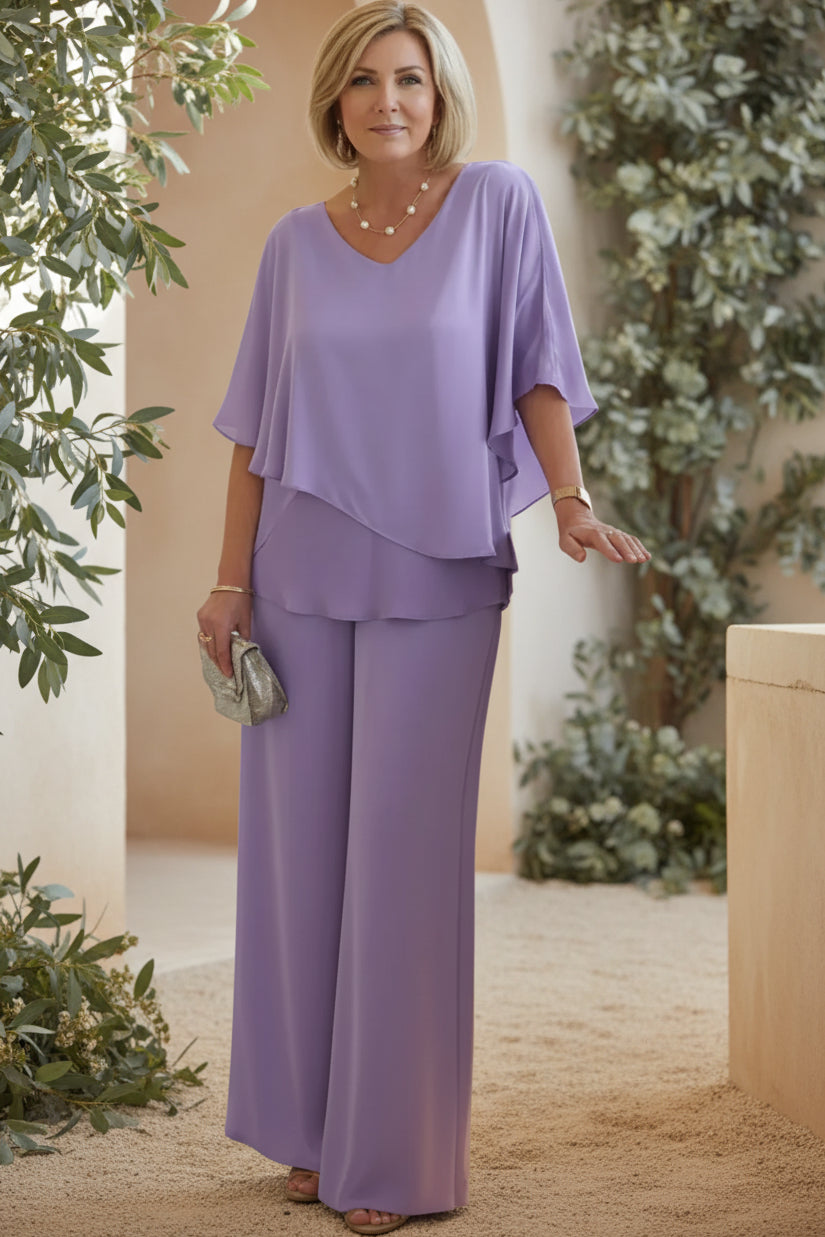 Wide Leg Pants Set for Women - Elegant Two Piece Outfit