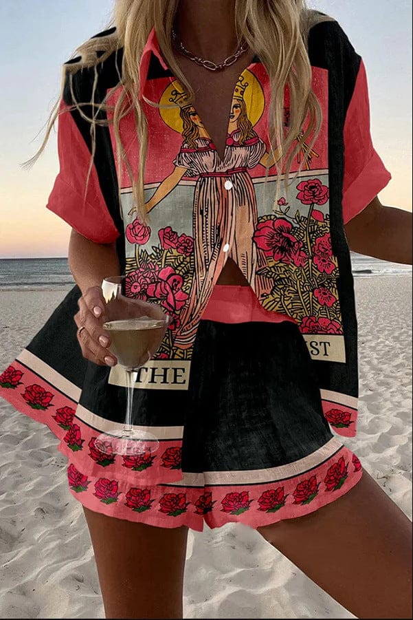 Linen Cotton Shirt and Shorts Set for Women