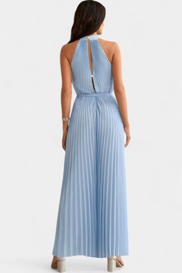 Halter Neck Pleated Palazzo Jumpsuit for Women