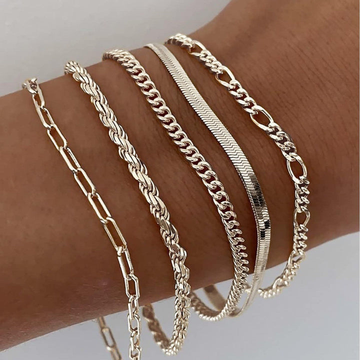 Gold Bracelet Set - Layered Stack Bracelets for Women