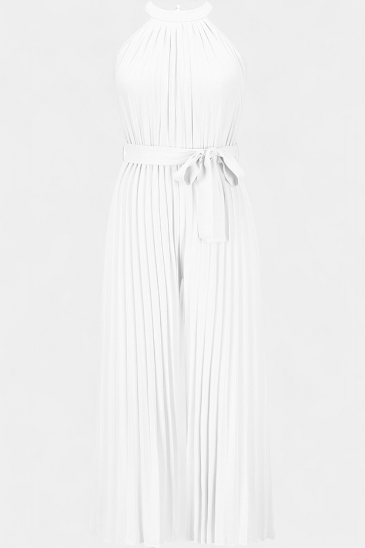 Halter Neck Pleated Palazzo Jumpsuit for Women
