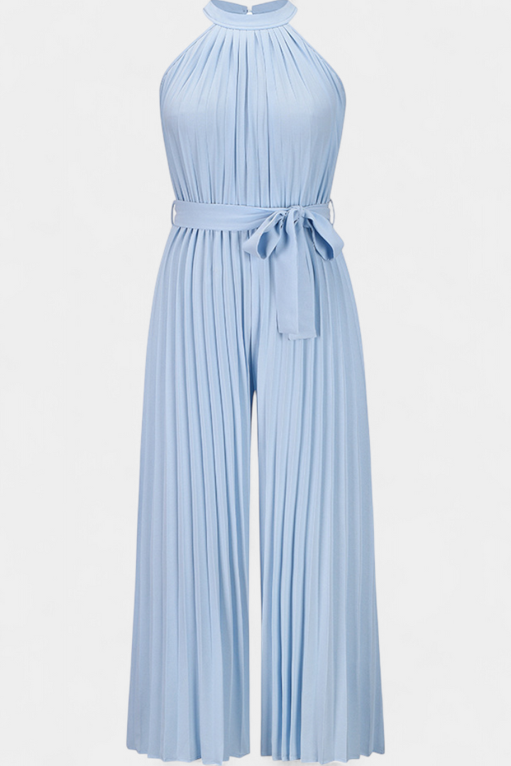 Halter Neck Pleated Palazzo Jumpsuit for Women