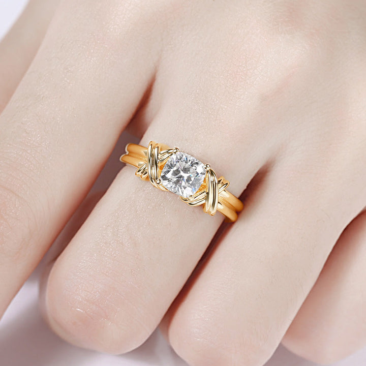 Gold Statement Ring with Knotted Band Design