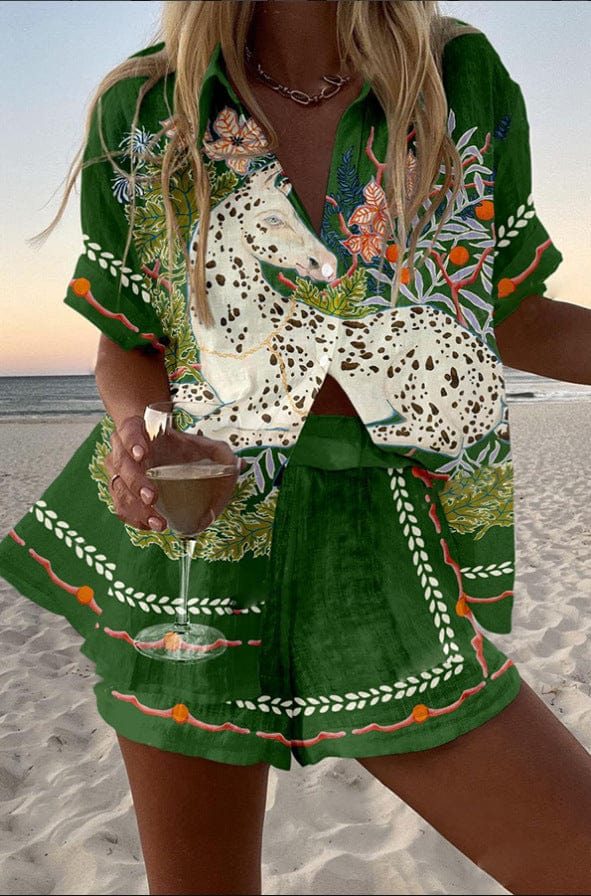Linen Shirt and Shorts Set for Women - Relaxed Summer Two Piece