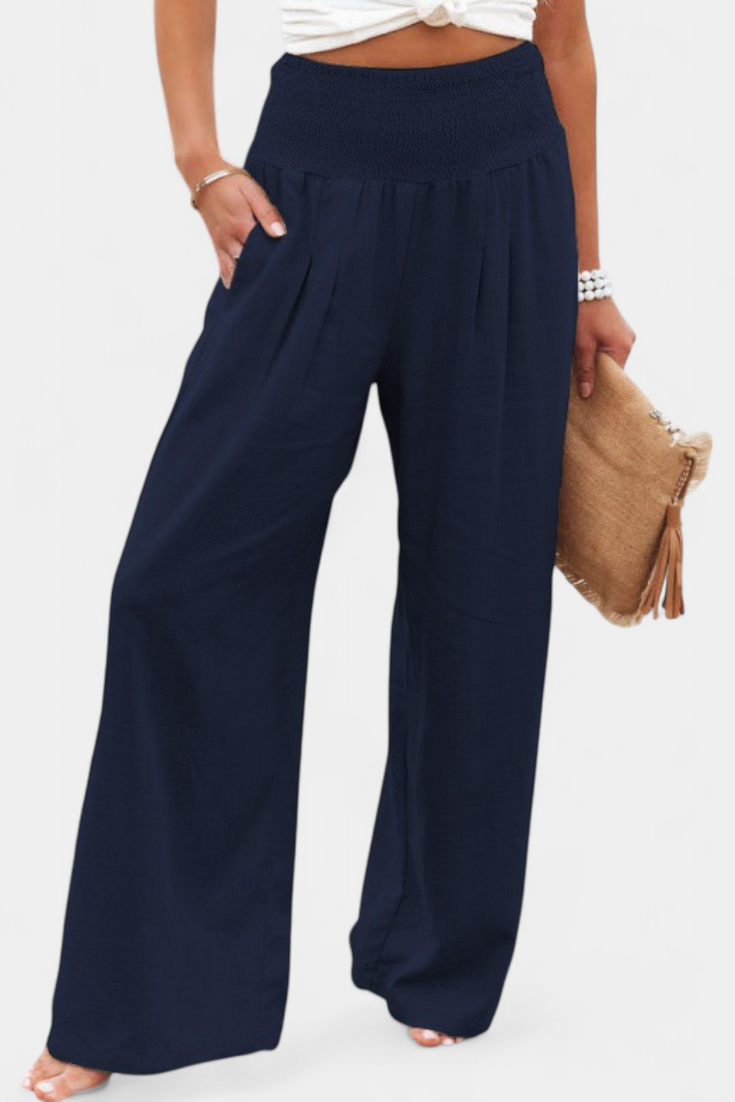 Linen Cotton Pants Women Relaxed Fit High Waist Trousers
