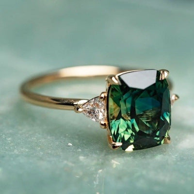 Green Gemstone Ring | Vintage Inspired Gold Statement Ring