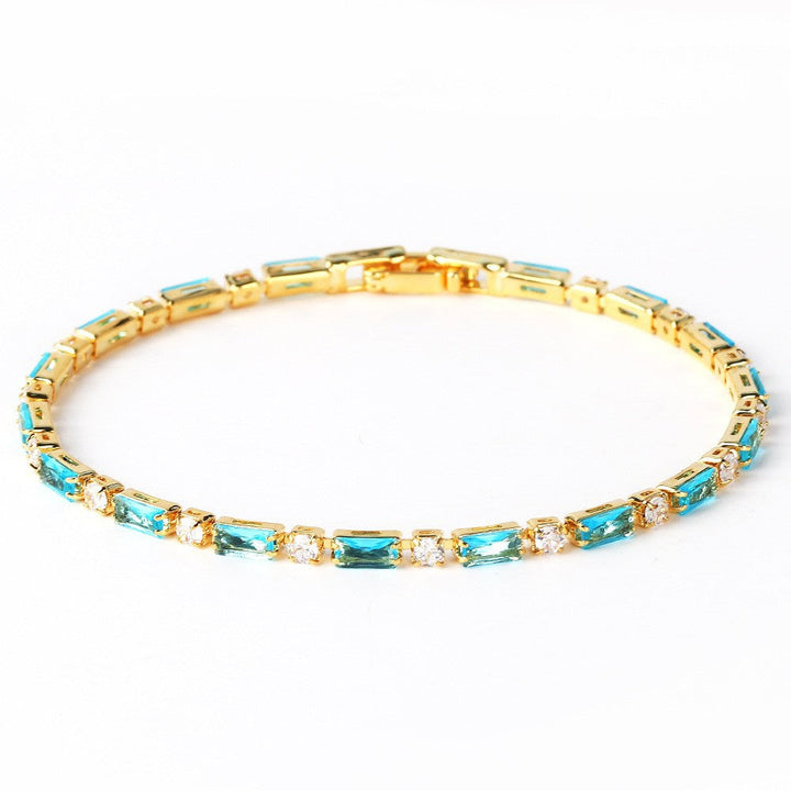 Turquoise Stone Bracelet with Gold Accents for Women