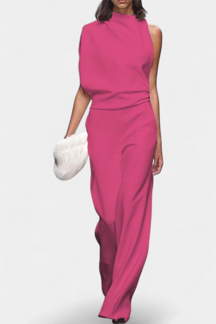 One Shoulder Jumpsuit Wide Leg for Women - Evening Formal