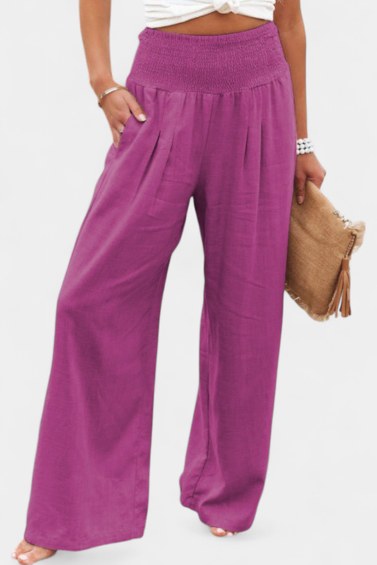Linen Cotton Pants Women Relaxed Fit High Waist Trousers