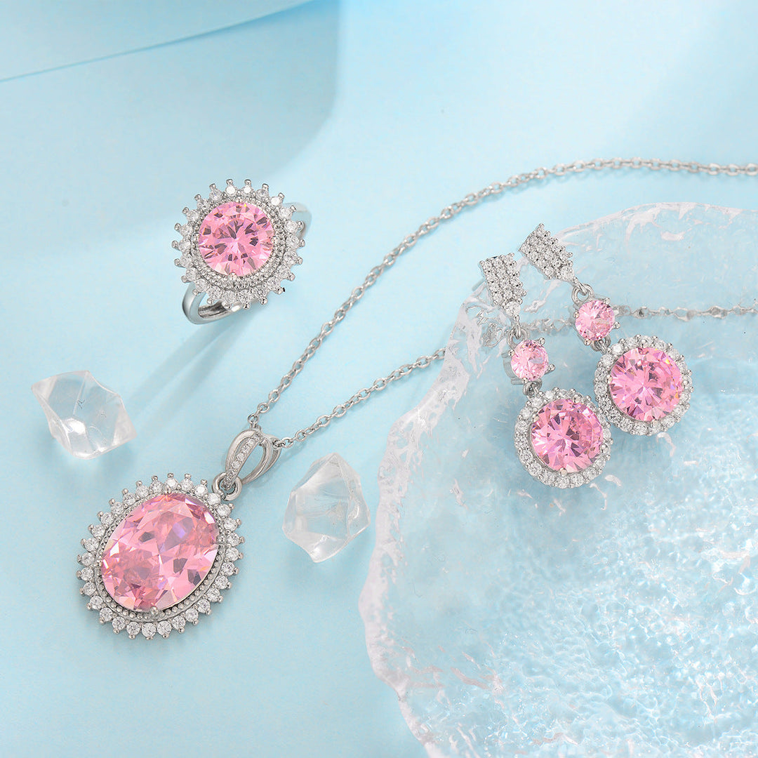 Blue Jewelry Set White Gold Finish | Elegant Necklace Earring Set