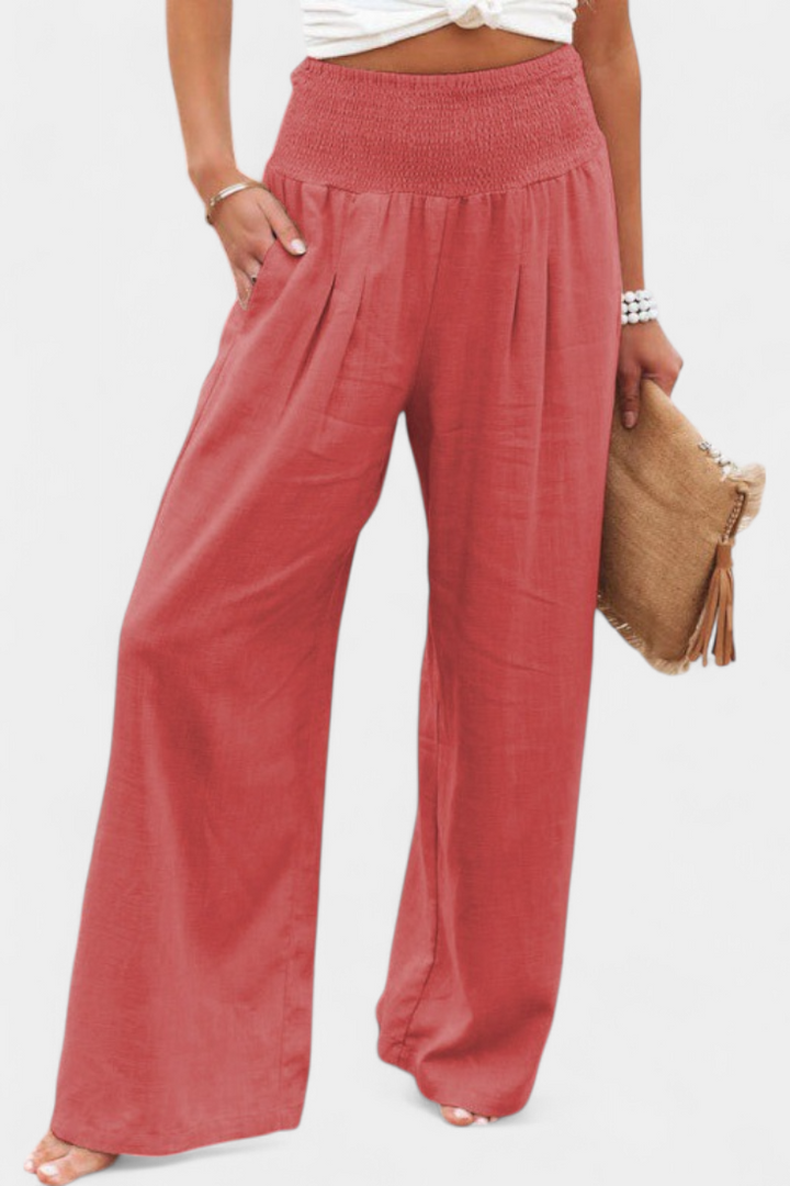 Linen Cotton Pants Women Relaxed Fit High Waist Trousers