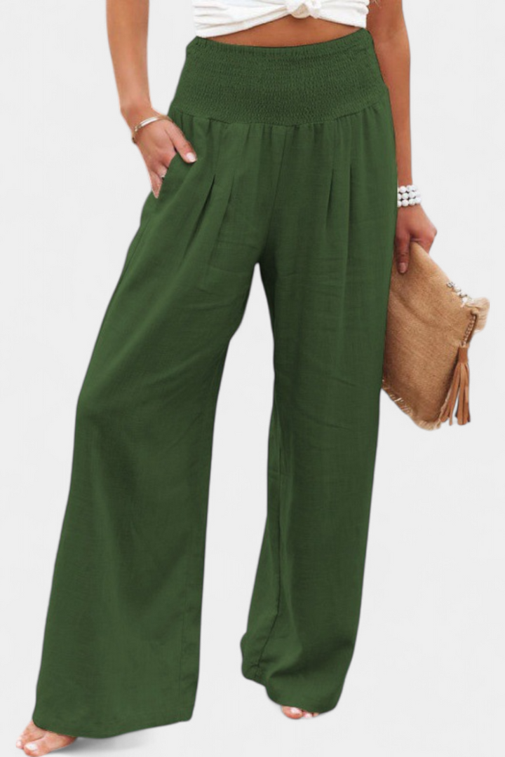 Linen Cotton Pants Women Relaxed Fit High Waist Trousers