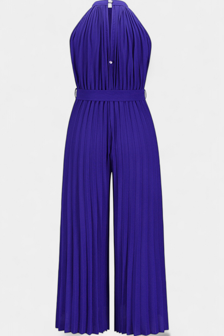 Halter Neck Pleated Palazzo Jumpsuit for Women