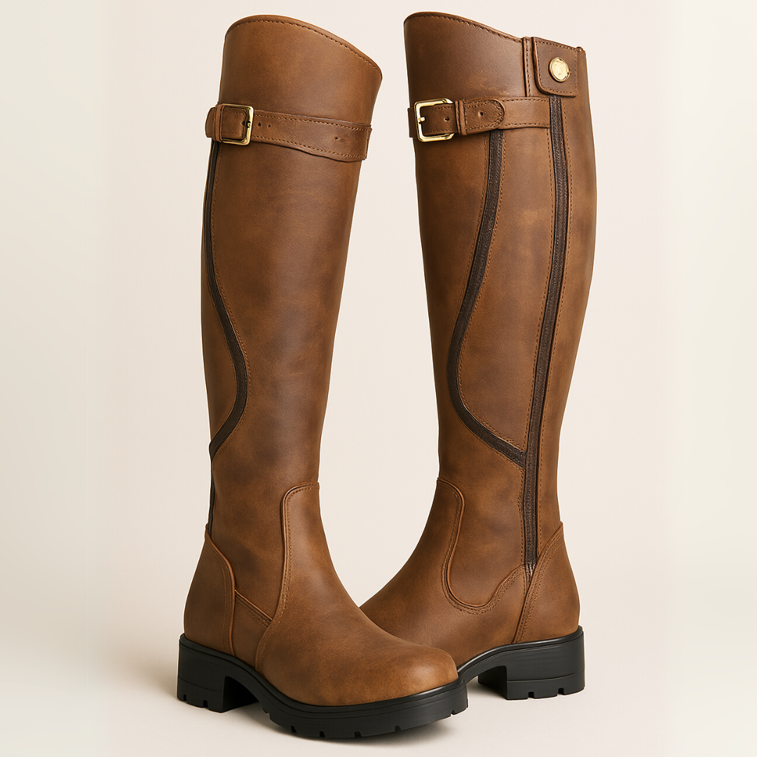Knee High Riding Boots for Women | Brown Leather Waterproof