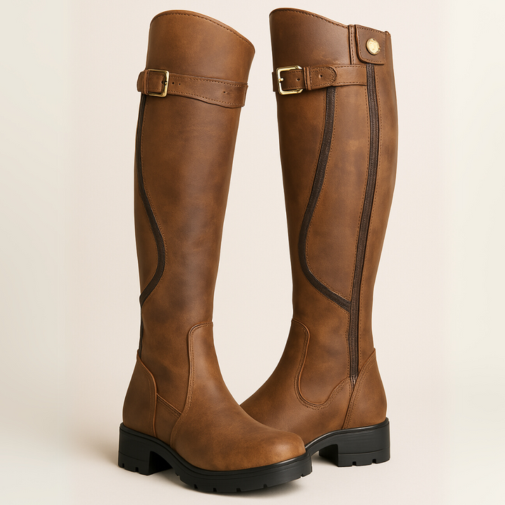 Knee High Riding Boots for Women | Brown Leather Waterproof