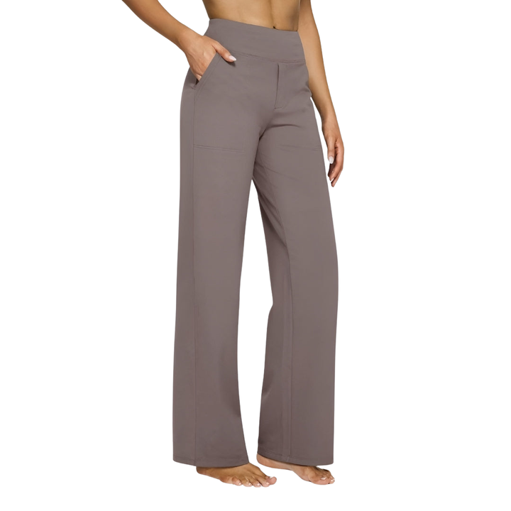 Stretch Work Pants for Women - High Waist Pull On Trousers