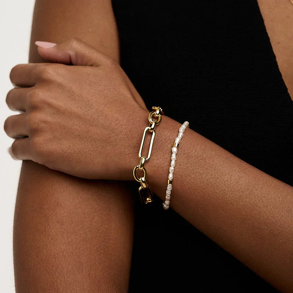 Gold T-Bar Chain Bracelet | Elegant Link Bracelet for Women