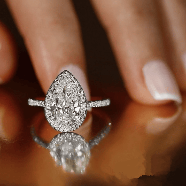 White Gold Statement Ring - Modern Elegant Design
