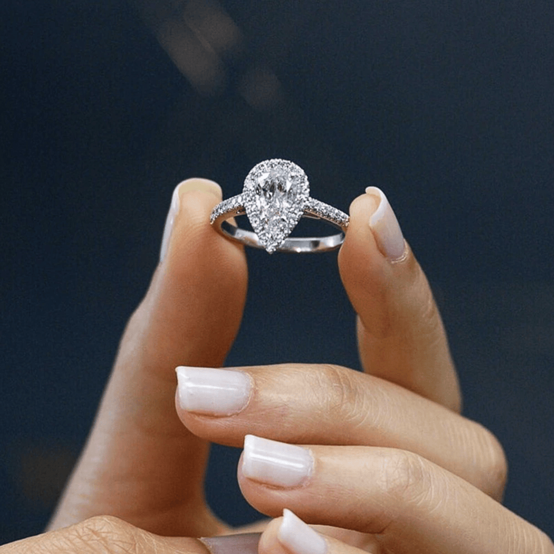 White Gold Statement Ring - Modern Elegant Design