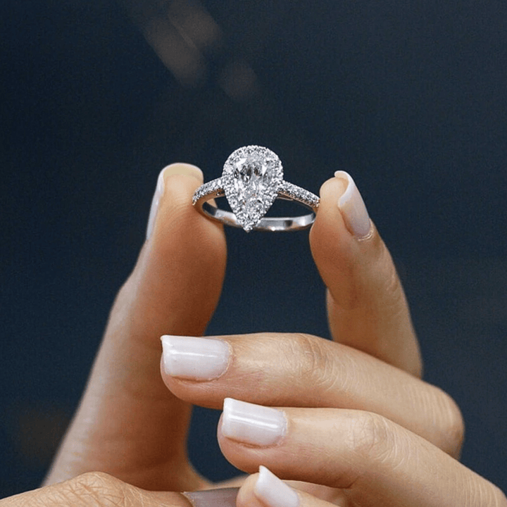 White Gold Statement Ring - Modern Elegant Design