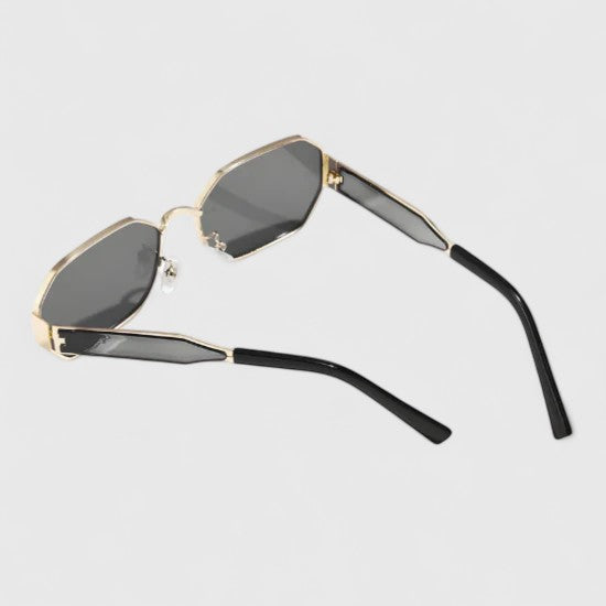 Geometric Sunglasses with Gradient Lenses and Gold Accents