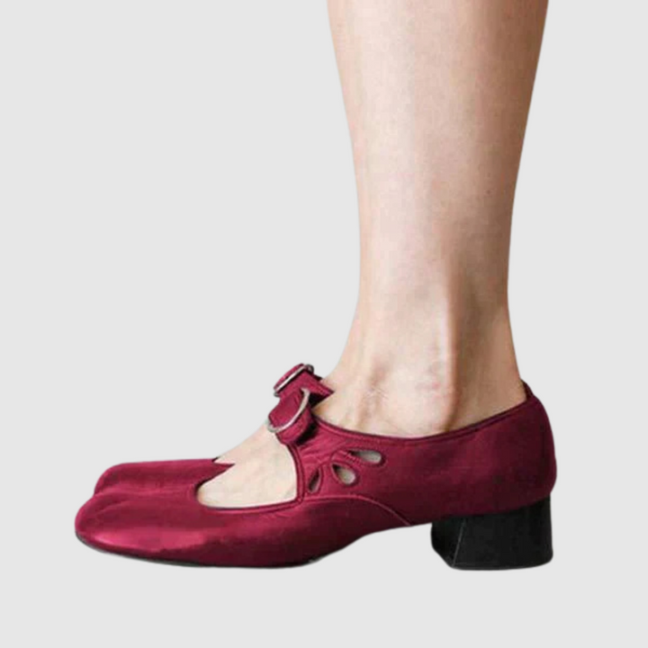 Mary Jane Block Heel Shoes - Classic Buckle Strap Pumps