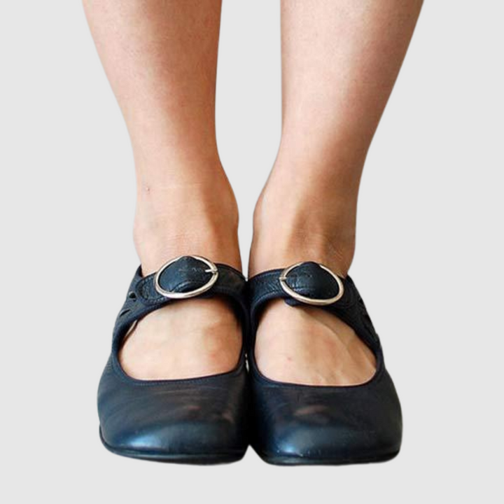 Mary Jane Block Heel Shoes - Classic Buckle Strap Pumps