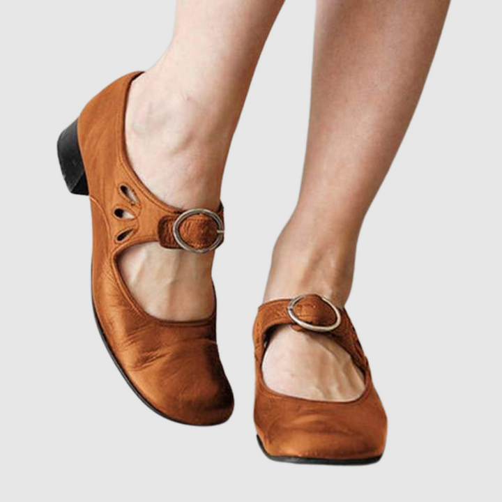 Mary Jane Block Heel Shoes - Classic Buckle Strap Pumps