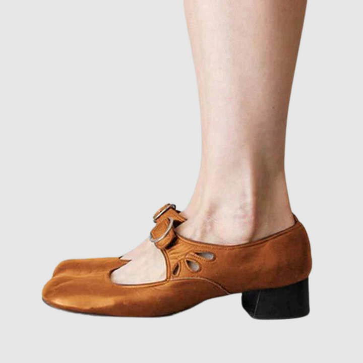 Mary Jane Block Heel Shoes - Classic Buckle Strap Pumps