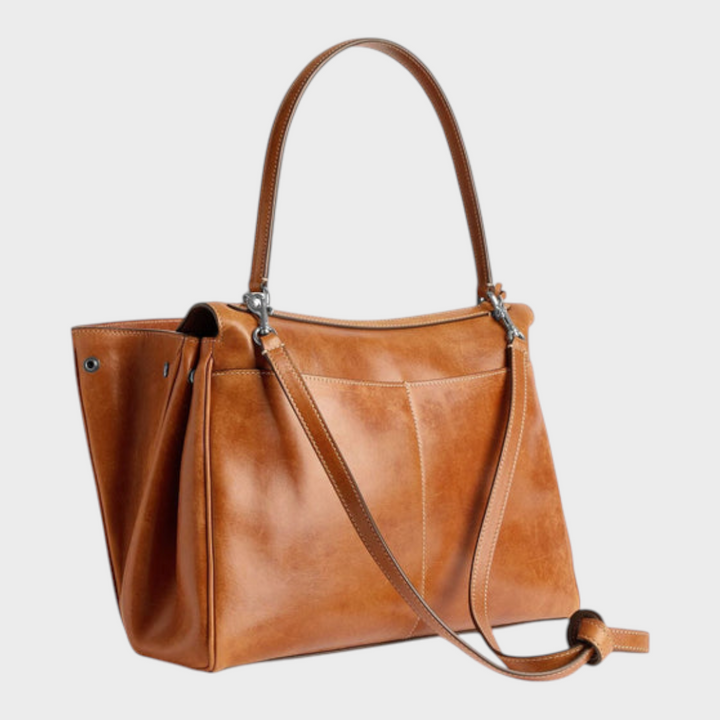 Leather Handbag Women - Minimalist Soft Genuine Leather Shoulder Bag