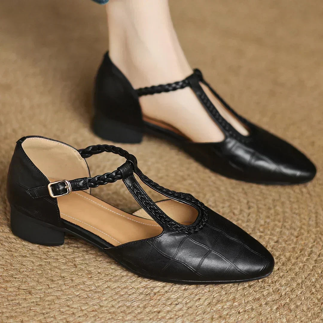 Leather Mary Jane Flats | Classic Ankle Strap Shoes