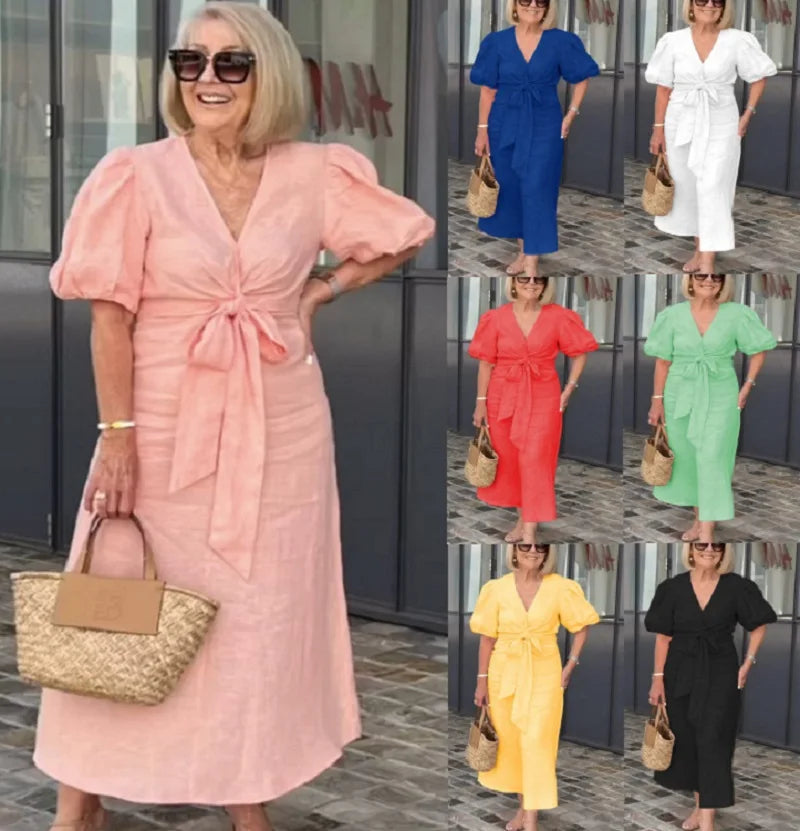 Elegant V-Neck Dress for Women - Timeless Flattering Style