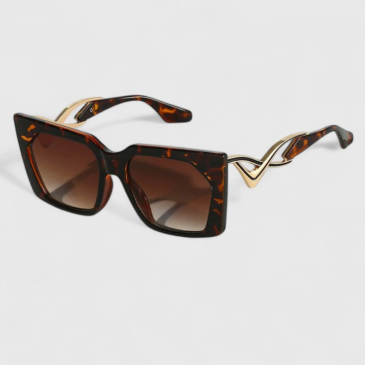 Women's Oversized Sunglasses with Gold Accent Temples