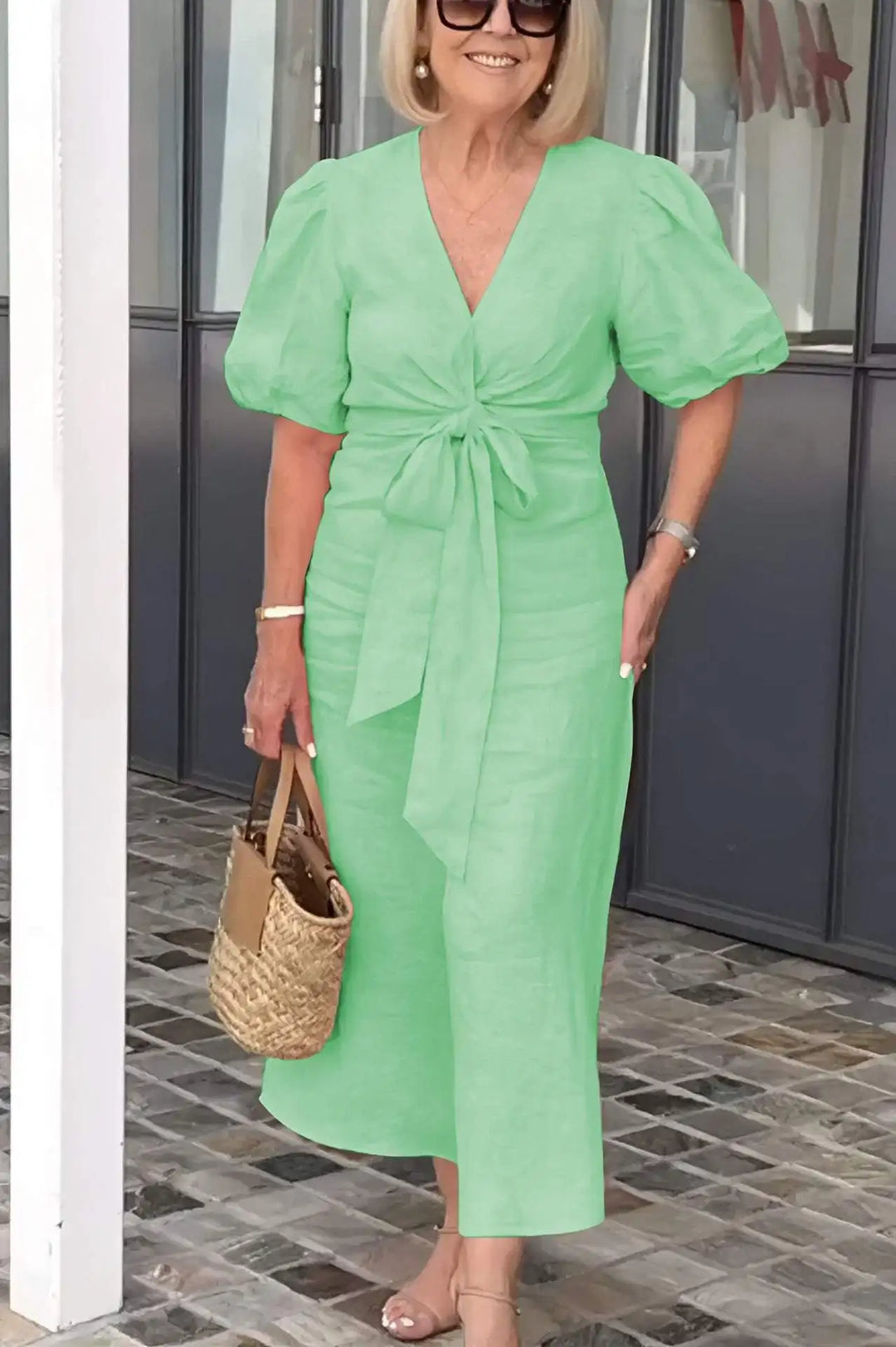 Elegant V-Neck Dress for Women - Timeless Flattering Style