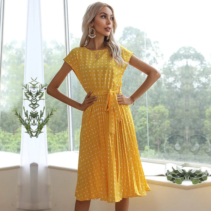 Polka Dot Midi Dress for Women - Timeless Floral Print