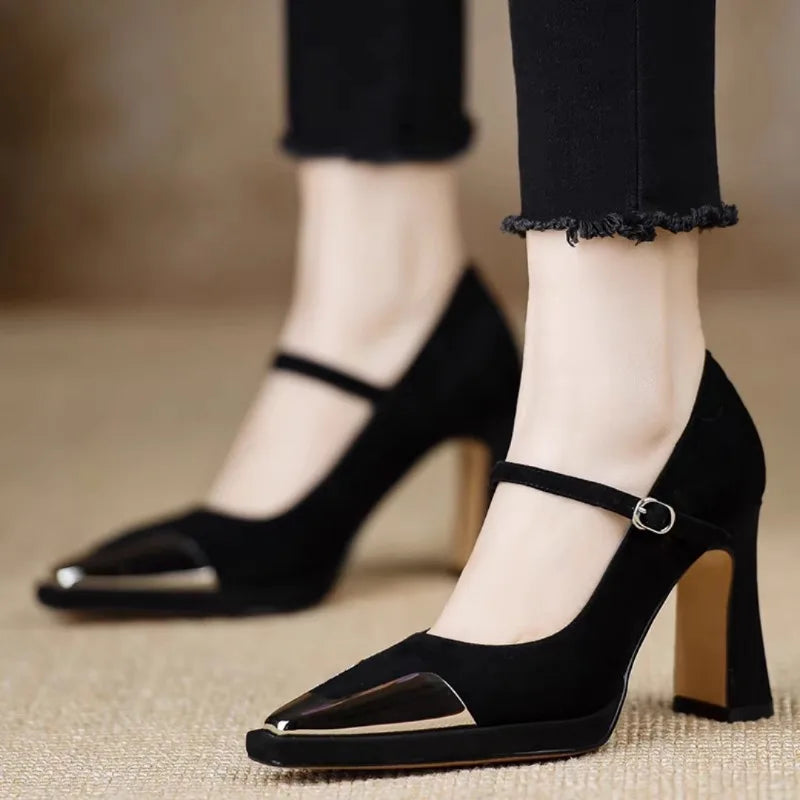 Mary Jane Pumps with Ankle Strap for Women