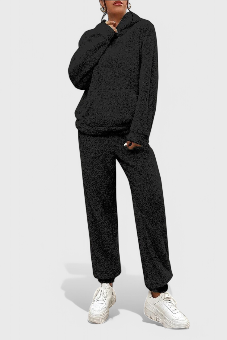 Cozy Teddy Lounge Set - Two Piece Hoodie and Pants