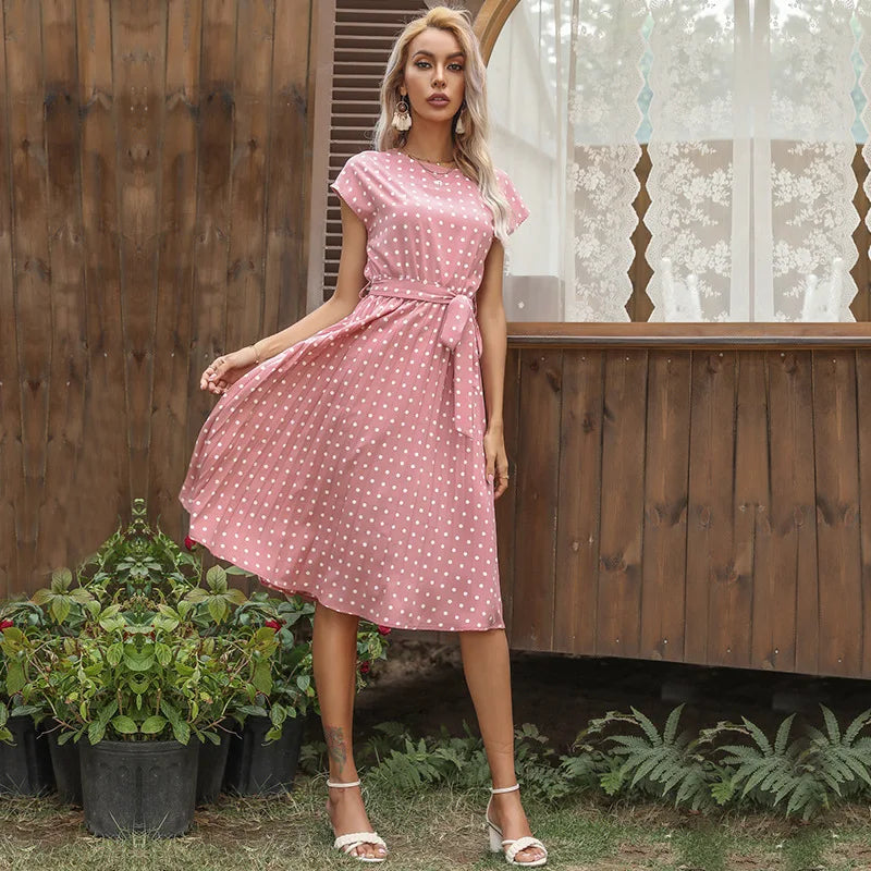 Polka Dot Midi Dress for Women - Timeless Floral Print