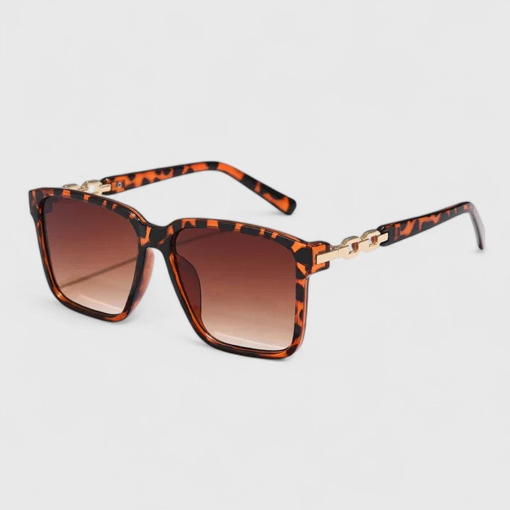 Square Sunglasses for Women with Gold Chain Arms - UV Protection