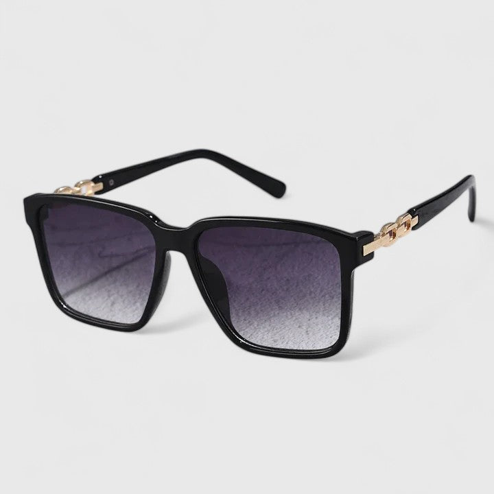 Square Sunglasses for Women with Gold Chain Arms - UV Protection