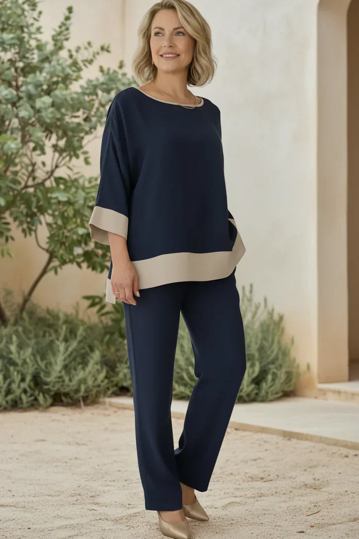 Two Piece Set for Women - Relaxed Top and Straight Leg Pants