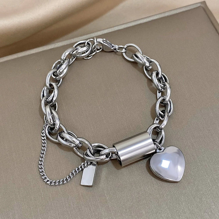 Chunky White Gold Bracelet - Statement Cuff for Women
