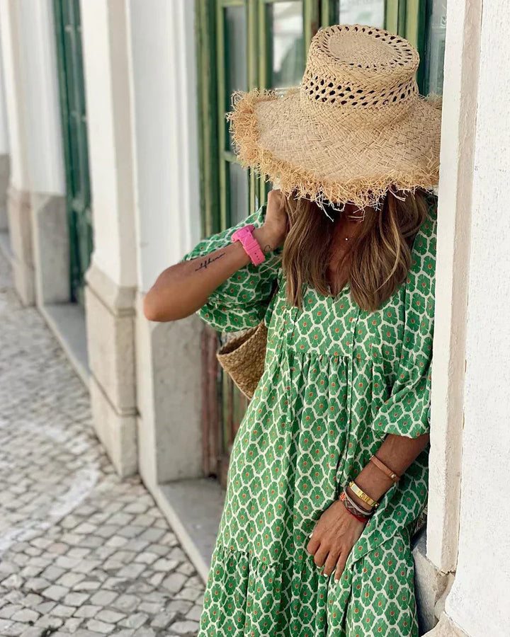 Boho Maxi Dress with V-Neck for Women | Elegant Summer Style