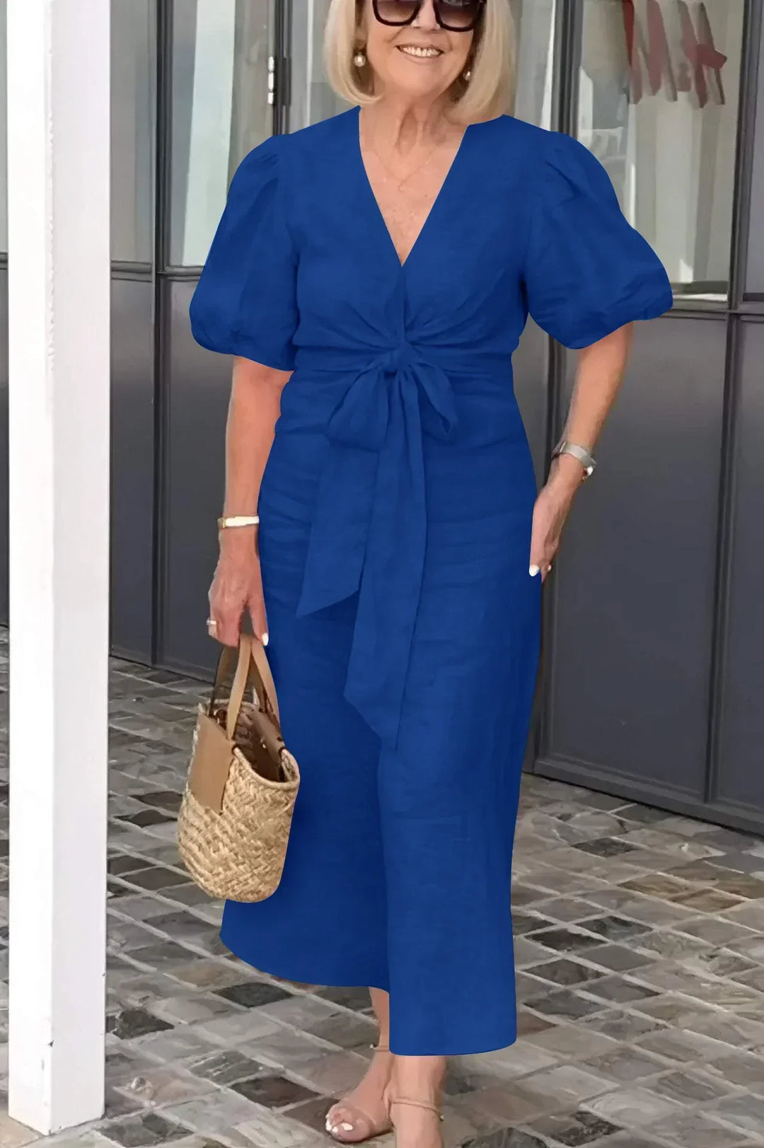 Elegant V-Neck Dress for Women - Timeless Flattering Style