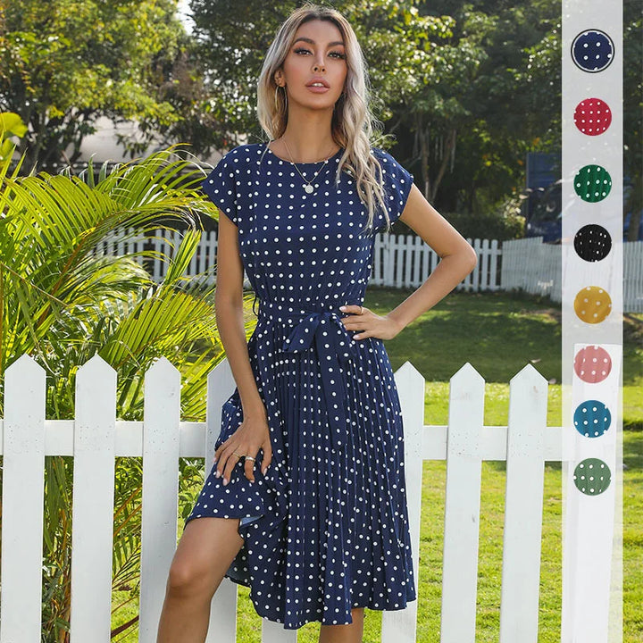 Polka Dot Midi Dress for Women - Timeless Floral Print
