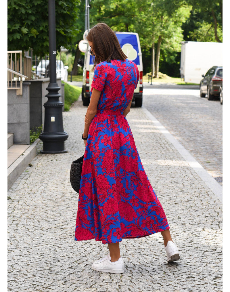 Floral V-Neck Maxi Dress for Women - Elegant Flowing Style